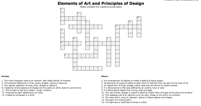 Elements and principles of design crossword