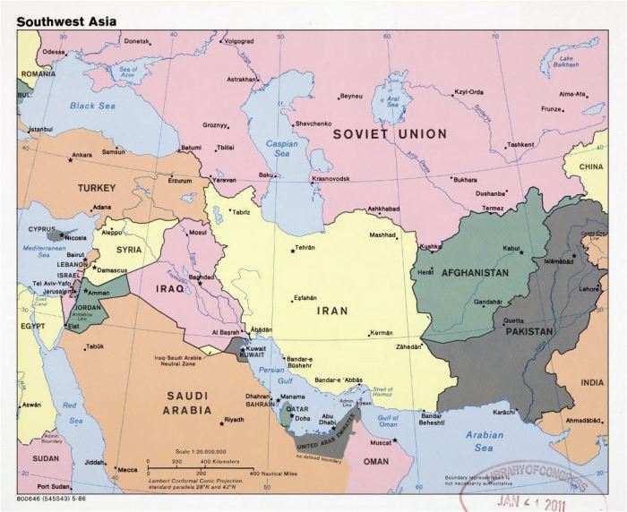 Map of southwest asia quiz