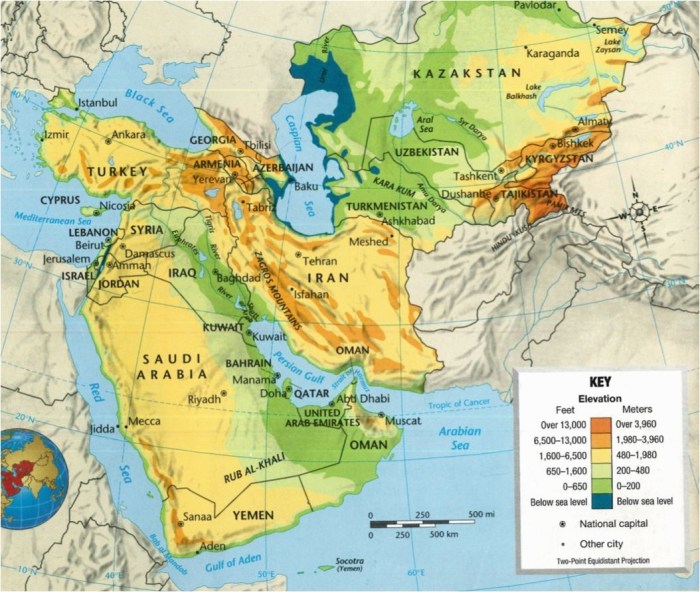 Map of southwest asia quiz